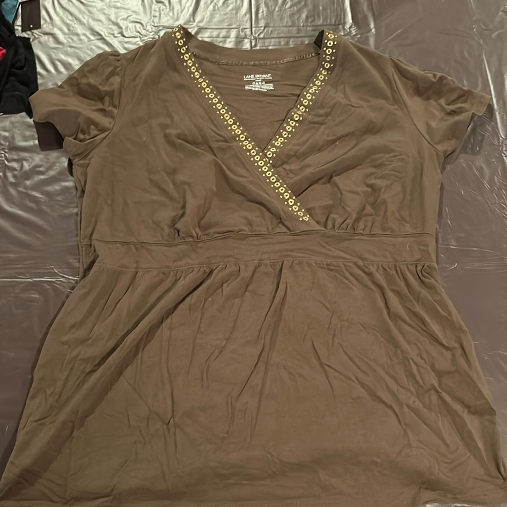 Lane Bryant Brown Shirt with Rivets